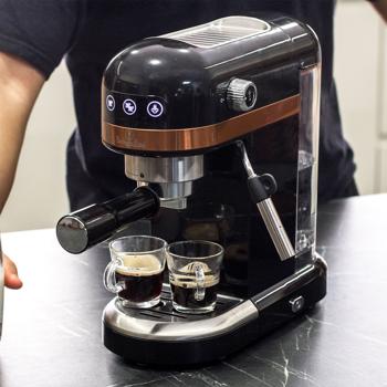 Preview: Premium Siebträger-Espressomaschine mit Milchschaumdüse, 15 bar, schwarz-rose, Barista-Qualität, perfekt für Kaffee, Espresso, Cappuccino, Latte