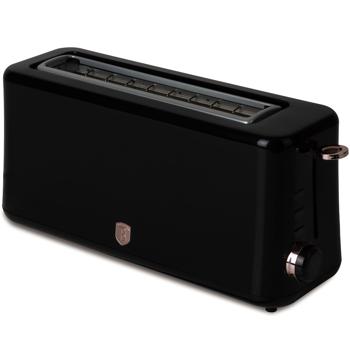 Preview: Elegante tostapane a fessura lunga nero oro rosa (980W) - 6 precise impostazioni di tostatura più funzione di riscaldamento e scongelamento per un toast perfetto ogni giorno