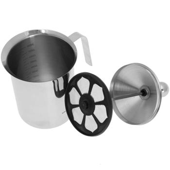 Preview: Mousseur à lait manuel - Acier inoxydable 0,8L - Mousse chaude/froide - Créations cappuccino, latte, matcha - Échelle mesure intérieure - CH9673