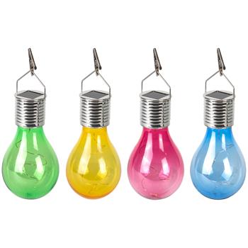 Preview: Lampada LED solare a forma di lampadina, set da 4, colorata, Ø 7,5 x H 15 cm, lampadina decorativa con catena luminosa a filo per eleganti effetti luminosi, luci per feste
