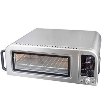 Preview: Professional pizza oven, 400°C, electric, with pizza stone and air-fryer function, grill plate, 2000 W, capacity of 18 l, stainless steel heating element