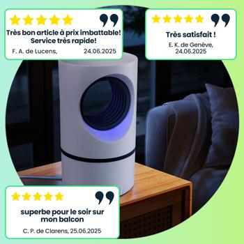 Preview: Piège à insectes efficace avec lumière UV et aspiration puissante: élimine les mouches et les moustiques, hygiénique et sûr, idéal pour maison, jardin et camping