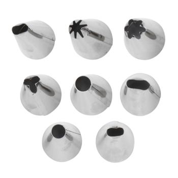 Preview: Silicone piping bag with 8 stainless steel piping nozzles