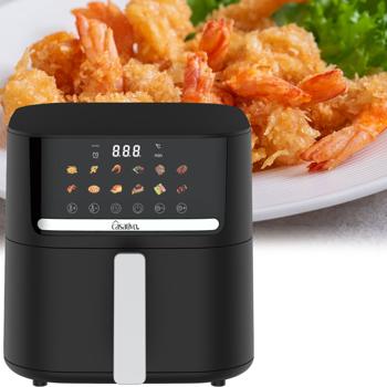Premium hot air fryer with 11 cooking programs, 6.5 l, 1600 watts - Air Fryer with LED touch panel, matt black, high-quality non-stick coating