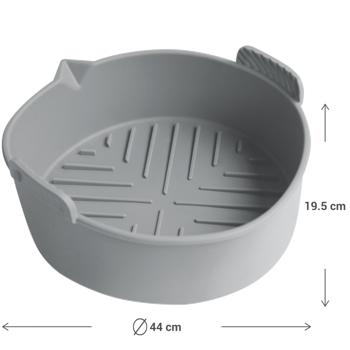 Preview: set di 2 stampi in silicone di alta qualità per friggitrice ad aria calda, grigio, Ø 19 x H 6 cm, antiaderente, resistente al calore e lavabile in lavastoviglie