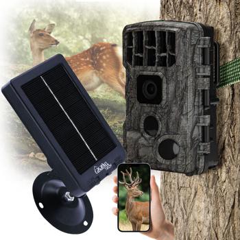 4K-UHD-Wildkamera inkl. Solar Panel im Spar Pack, Nachtsicht, WLAN, PIR, IP65, 3000 mAh, Kein Aufladen mehr notwendig