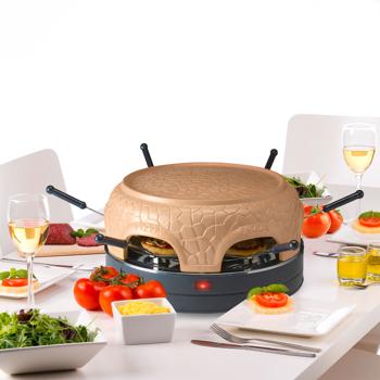 Preview: Pizzaofen mit Keramik-Kuppel für 6 Personen - 1000 Watt Leistung & Automatischer Thermostat - Spülmaschinenfest - Ideal für Pizza-Abende