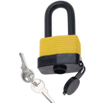 Preview: 2er-Set Vorhängeschloss wetterfest - inkl. 2 Schlüssel & Spritzschutzkappe - Bügel aus gehärtetem Stahl - ideal für Aussen-Einsatz - Schutz vor Verlust