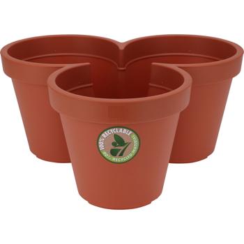 Preview: Pot de Fleurs 3 Compartiments Empilable - Terre Cuite - Jardinière Pratique Ø 44 cm - Plastique 100% Recyclable/90% Recyclé - Intérieur/Extérieur
