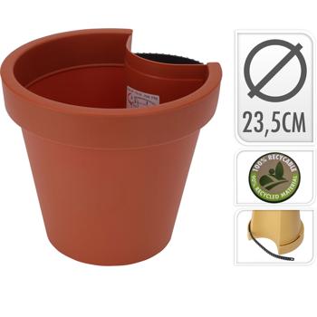 Preview: Vaso da fiori per pluviali, rotondo, in terracotta, Ø 23 cm