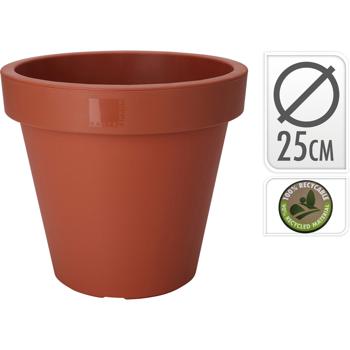 Preview: set of 2 flower pots, round, terracotta, plant pot made of 100% recyclable plastic, Ø 25 cm