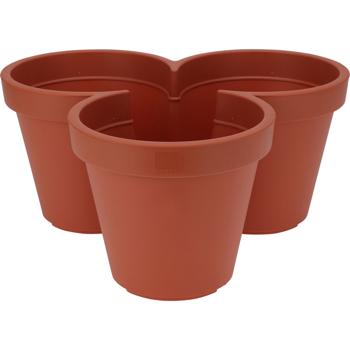 Preview: set of 2 creative flower pots 3 compartments - terracotta, Ø 44cm - Versatile & decorative - Plant pot for herbs, flowers & more, space-saving & modern