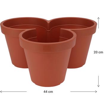Preview: set of 2 creative flower pots 3 compartments - terracotta, Ø 44cm - Versatile & decorative - Plant pot for herbs, flowers & more, space-saving & modern