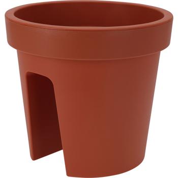 Preview: set of 6 balcony flower pots, round, terracotta, railing pot, Ø 28 cm