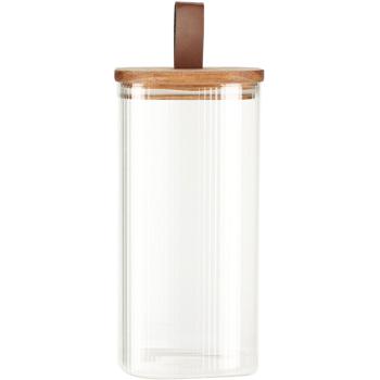 Preview: 2er-Set Vorratsglas mit Akazienholzdeckel - 1500ml Borosilikatglas, luftdicht - Ideal für Küche, Zerealien, Nüsse, Deko, Kleinteile