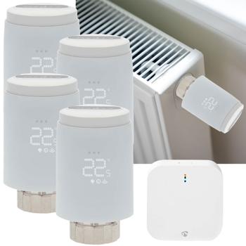 Thermostat Radiateur Intelligent SmartLife (x4) - Contrôle App/Vocal & Passerelle Zigbee - Anti-calcaire/gel