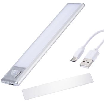 Preview: set of 2 flat rechargeable LED light strip, 20.5cm with motion sensor: wireless, bright & energy-saving - perfect for wardrobe, hallway & kitchen