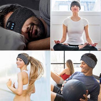 Preview: Bandeau audio Bluetooth 5.4 – casque de sommeil, fonction mains libres et commande vocale, gris – pour sport, nuit et voyages