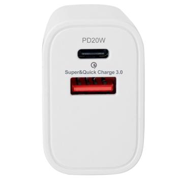 Preview: USB charger, white, 2 ports, 1x USB-C and USB-A, 20 W, Power Delivery 3.0 for fast charging of iPhone, Samsung, Huawei, Xiaomi Preview: USB charger, white, 2 ports, 1x USB-C and USB-A, 20 W, Power Delivery 3.0 for fast charging of iPhone, Samsung, Huawei, Xiaomi