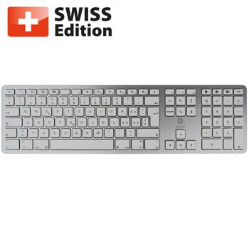 Clavier sans fil aluminium – clavier QWERTZ suisse Bluetooth – compatible Mac, MacBook, iPad, PC portables, ordinateurs de bureau