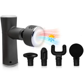 Preview: Pistolet de massage manuel avec chaud & froid - Soulage douleurs & tensions musculaires - 5 têtes, USB-C, 4 vitesses jusqu‘à 2800 tr/min