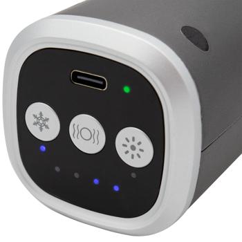 Preview: Pistolet de massage manuel avec chaud & froid - Soulage douleurs & tensions musculaires - 5 têtes, USB-C, 4 vitesses jusqu‘à 2800 tr/min