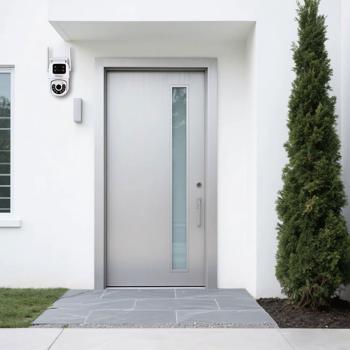 Preview: Caméra de surveillance IP extérieure double objectif fiable, 355° pivotante & inclinable - Caméra performante avec vision nocturne, audio bidirectionnel & enregistrement