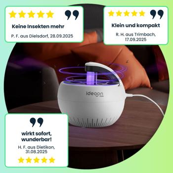 Preview: Insektenfänger UV-Licht & Luftstrom USB (5W): Mückenfalle, geräuschlos & chemiefrei – Für ruhige Nachte & insektenfreie Räume