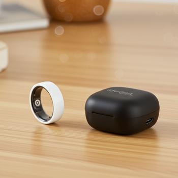 Anello intelligente, bianco, in ceramica, incl. scatola di ricarica, misura 60: il vostro fitness & sleep tracker - Elegante e un compagno intelligente per una vita attiva