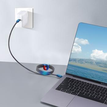Preview: Hochwertiges USB-C Ladekabel 100W, 1m: Magnetische Aufrollfunktion, schnell & knotenfrei – zuverlässig für Samsung, Xiaomi, iPad, iPhone, Notebooks