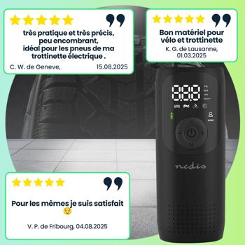 Preview: Compresseur sans fil mobile-Gonflage précis/rapide auto-vélo-moto-camping-4000mAh-10.3 bar-Affichage numérique-Lampe LED intégrée