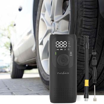 Preview: Mobile Akku-Kompressor-Luftpumpe: 0,1-10,3 Bar, 4000mAh, digitale Anzeige & Arbeitsleuchte – Leistungsstark & präzise aufpumpen