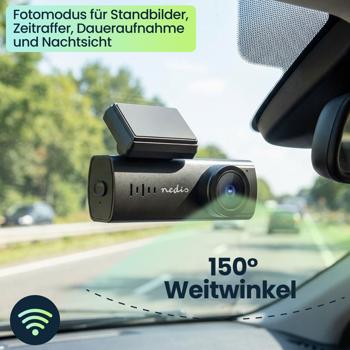 Preview: Full-HD Dashcam, 2MP, 150° Weitwinkel, Nachtsicht, Akku, Fotomodus, gestochen scharfe Aufnahmen, hohe Sicherheit