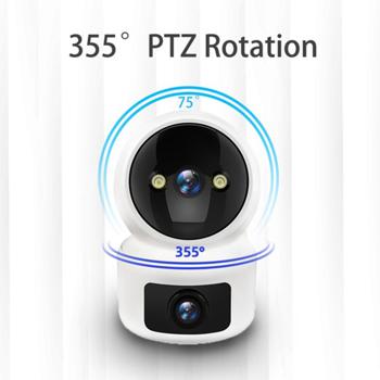 Preview: Caméra de surveillance double intérieur Full HD - Vision nocturne IR - Wi-Fi 2.4/5.8 GHz - Audio bidirectionnel - Stockage 128 Go MicroSD - App iOS/Android
