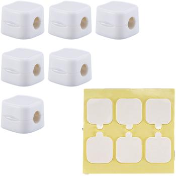 Preview: set of 6 cable organizers with magnetic clip, white: Desk cable holder, self-adhesive & flexible - No more cable clutter in the office & at home