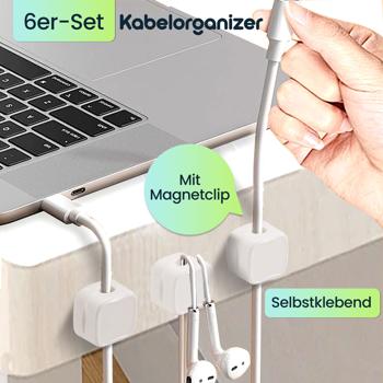 Preview: 6er-Set Kabelorganizer mit Magnetclip, weiss: Schreibtisch-Kabelhalter, selbstklebend & flexibel – Nie wieder Kabelsalat im Büro & Zuhause Preview: 6er-Set Kabelorganizer mit Magnetclip, weiss: Schreibtisch-Kabelhalter, selbstklebend & flexibel – Nie wieder Kabelsalat im Büro & Zuhause
