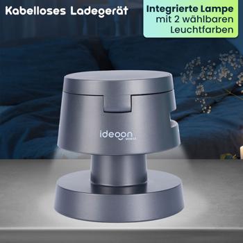 Preview: Multifunktionale drahtlose & komfortable Ladestation mit Nachtlicht (15W) USB-C - schwarz - für Smartphones, Watches, Pods & mehr - Komfort + Ordnung