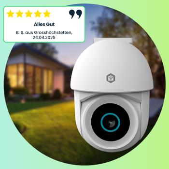 Preview: PTZ-Überwachungskamera für den Aussenbereich, 3MP Full HD, IP65, 355°PAN & 105°TILT, Aussenkamera mit Bewegungssensor, Nachtsicht, Sirene