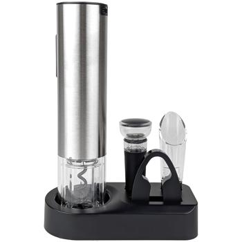 Professional wine bottle opener with rechargeable battery, incl. foil cutter, pourer and stopper: automatic corkscrew for wine lovers, effortless opening
