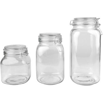 Vorratsgläser-Set mit Spannverschluss (3er-Set) – Glasdosen 1L, 1.5L, 2.2L mit Aromaschutz-Dichtung für Küche & Vorrat