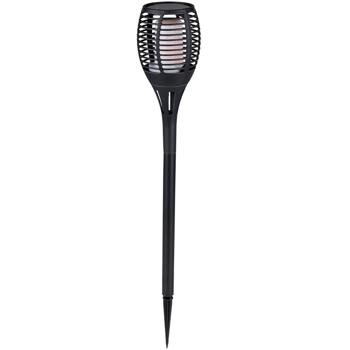 Preview: 4er-Set Solargartenfackel mit Erdspiess, je 9 x 59 cm, flackernder Flammeneffekt für Garten & Terrasse, für stimmungsvolle Abende