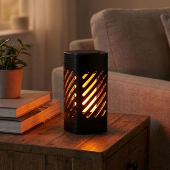 Atmospheric Bluetooth 5.4 speaker with LED flame effect, campfire feeling & wireless music enjoyment