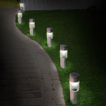 Preview: Elegante luce solare per sentieri con picchetto a terra, set di 6, Ø 4,5 x H 15 cm, lampade da giardino per patii, prati, giardini, vialetti
