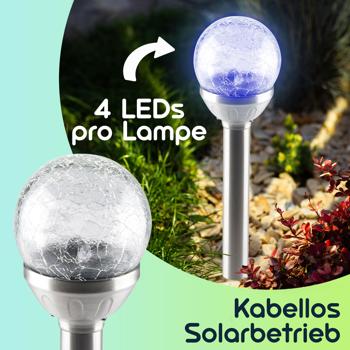 Preview: Stimmungsvolle Solar-Kugellampe mit Bruchglas-Optik & Erdspiess (34x7,5cm) – Garten-Wegelicht, Solarleuchte – Für ein zauberhaftes Ambiente im Garten