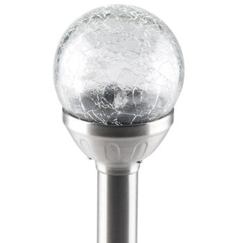 Preview: Atmospheric solar globe lamp with broken glass look & ground spike (34x7.5cm) - Garden path light, solar light - For a magical ambience in the garden