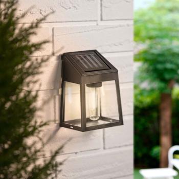 Preview: Applique Murale Solaire LED Moderne - Lumière Blanche Chaude, Capteur PIR, IP44, Noire - Éclairage Extérieur Élégant & Efficace