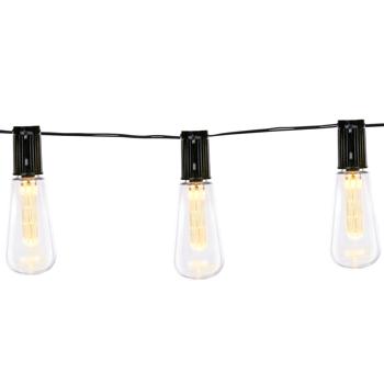Preview: Solar LED light chain with 10 warm white LED bulbs, 3.35 m, weatherproof, 2 light modes, for garden, balcony & terrace