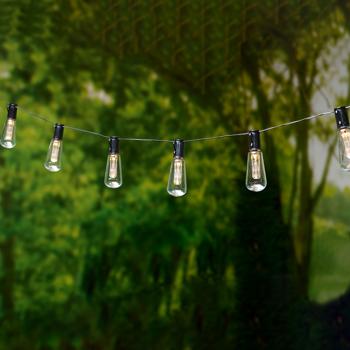 Preview: Solar LED light chain with 10 warm white LED bulbs, 3.35 m, weatherproof, 2 light modes, for garden, balcony & terrace