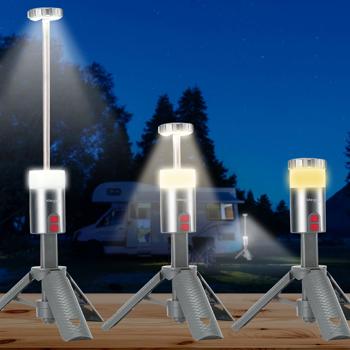 Lampe d’extérieur professionnelle à LED, tête pivotante à 180°, lampe de camping puissante sur trépied, avec télécommande