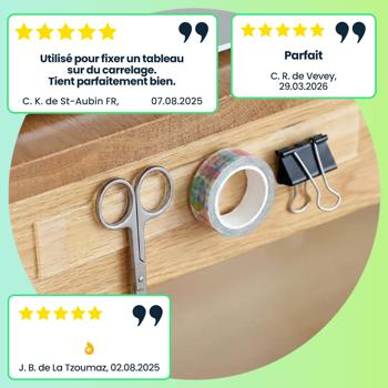 Preview: Ruban adhésif double face transparent (5 m x 30 mm): nano tape, adhérence de 110 g/m², réutilisable, sans traces